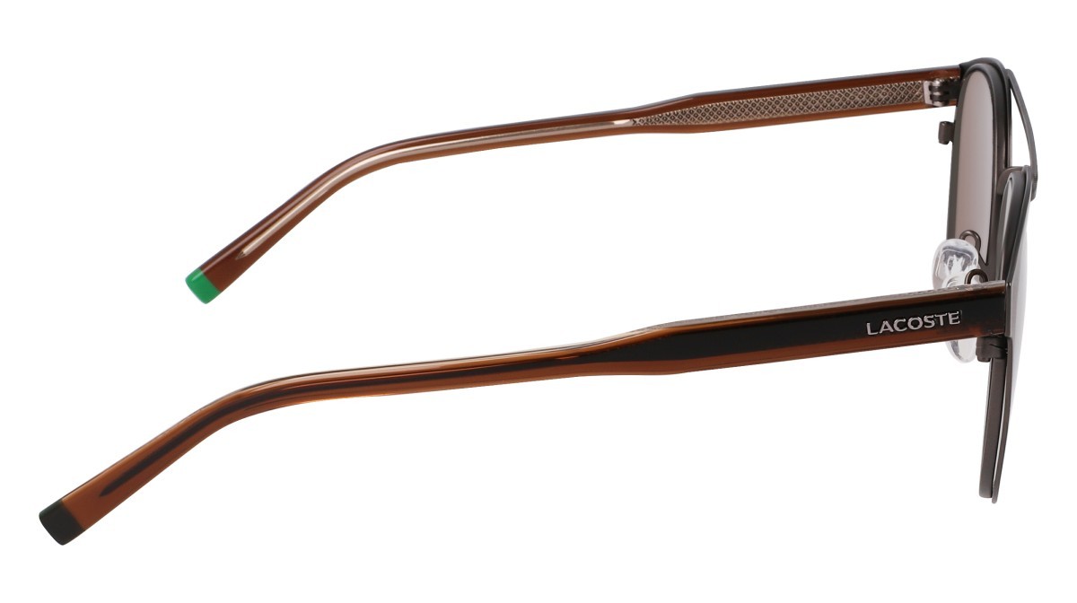 Sunglasses Lacoste L263S (033) color matte dark gunmetal shape oval lenses solid brown