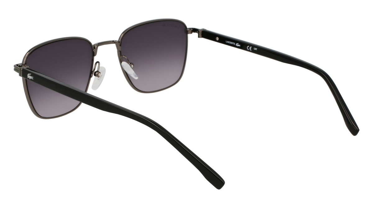 Sunglasses Lacoste L265S (033) color gunmetal shape rectangle lenses gradient grey