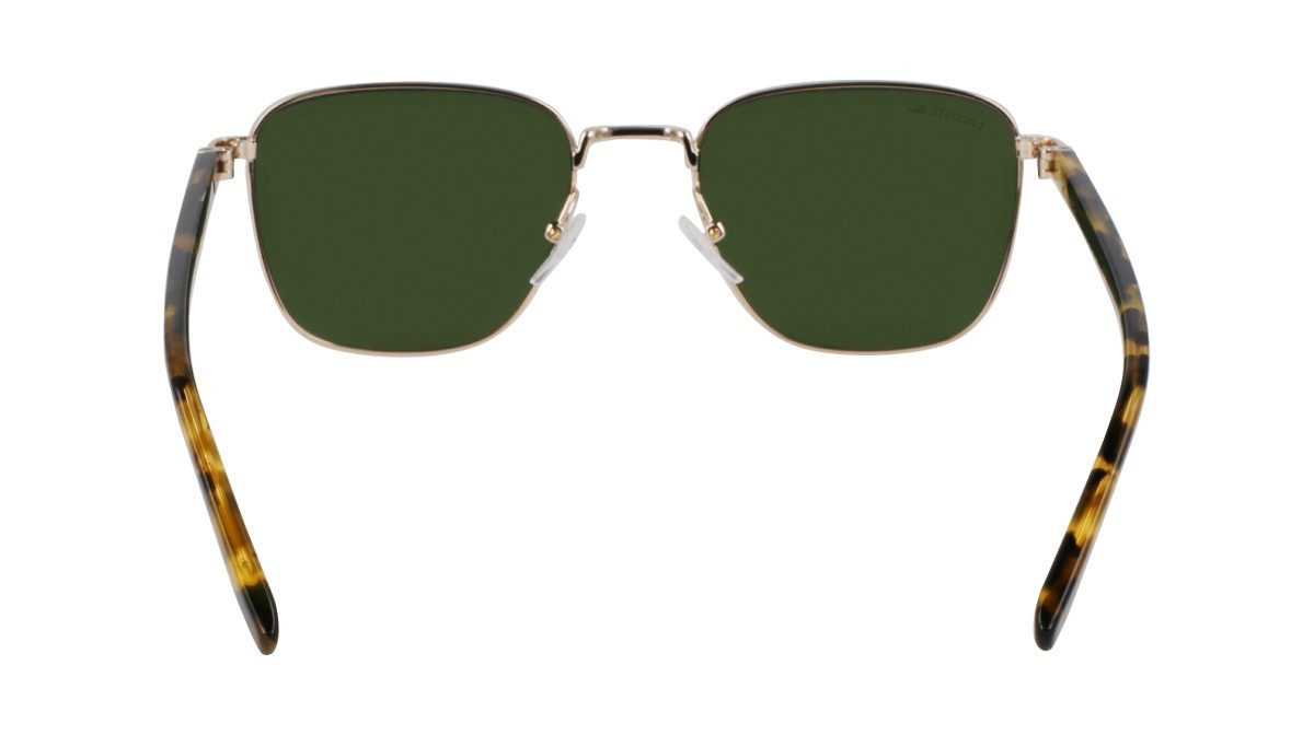 Occhiali da sole Lacoste L265S (712) colore light gold forma rettangolare lenti solid green