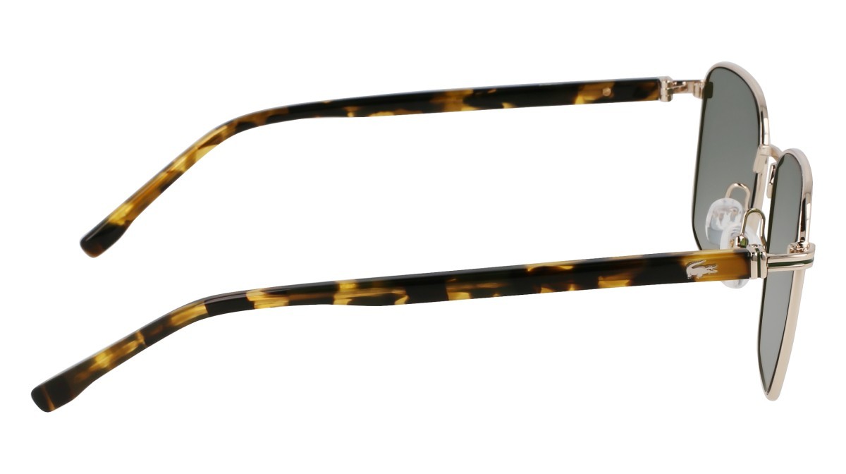 Occhiali da sole Lacoste L265S (712) colore light gold forma rettangolare lenti solid green
