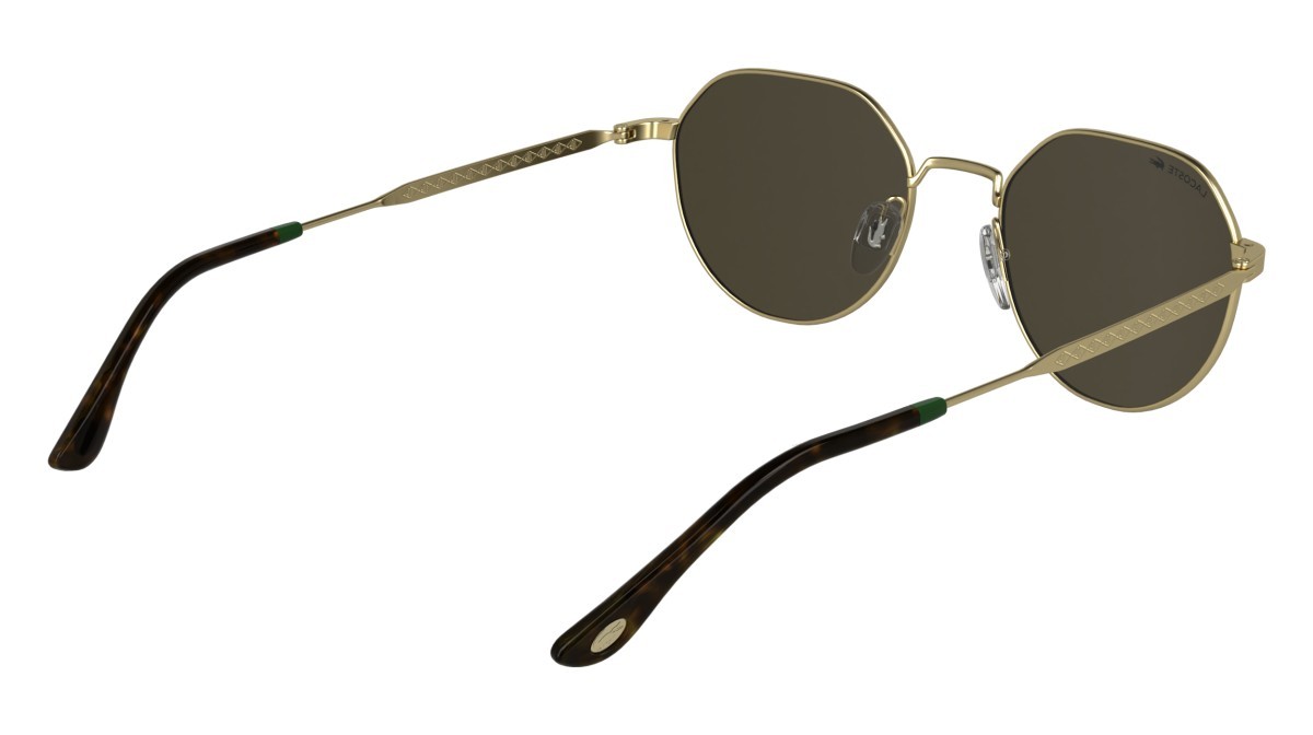 Occhiali da sole Lacoste L268S (710) colore gold forma rettangolare lenti solid brown