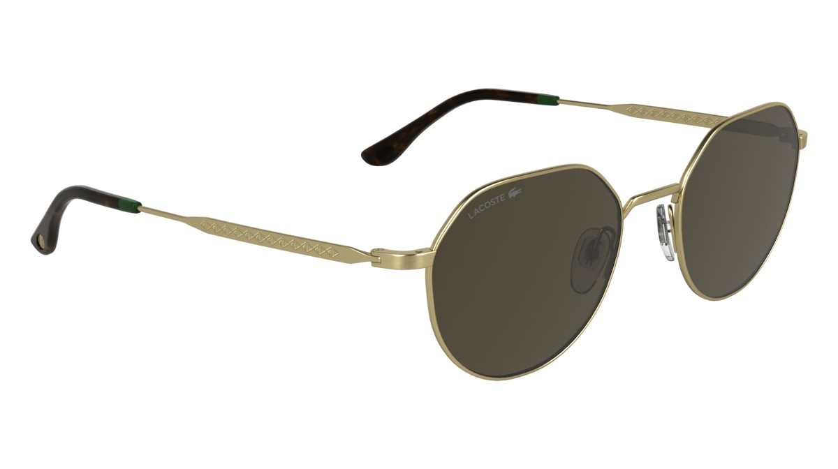 Occhiali da sole Lacoste L268S (710) colore gold forma rettangolare lenti solid brown