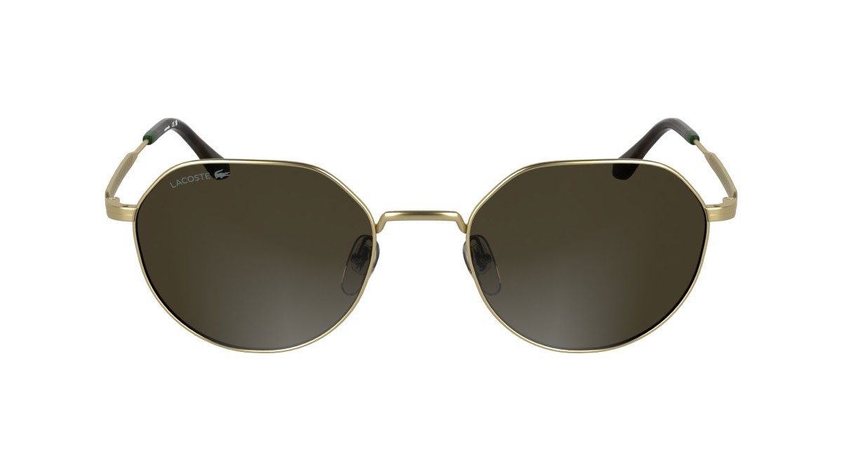Occhiali da sole Lacoste L268S (710) colore gold forma rettangolare lenti solid brown