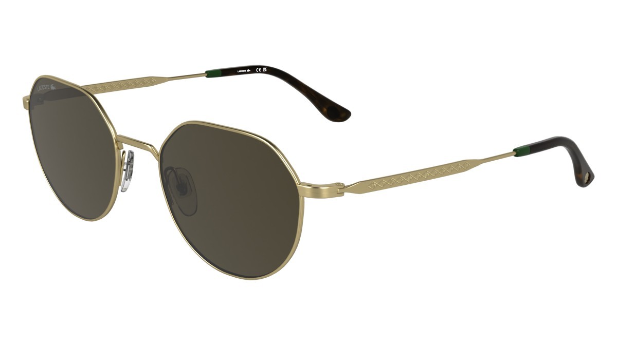 Occhiali da sole Lacoste L268S (710) colore gold forma rettangolare lenti solid brown