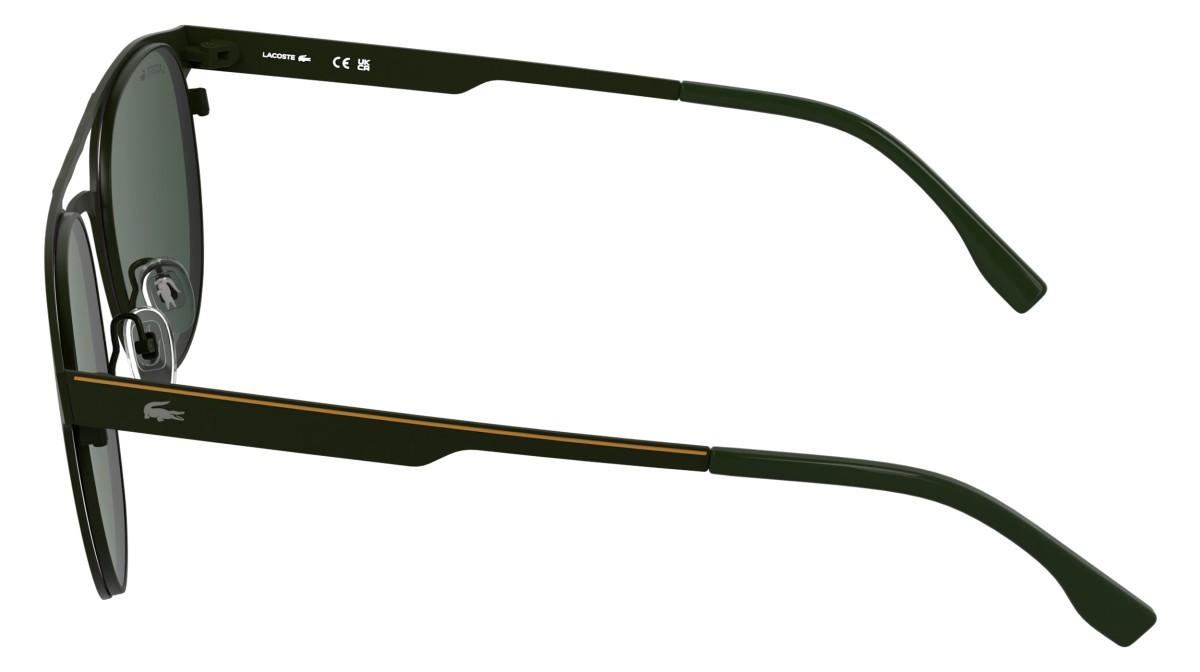Sunglasses Lacoste L275S (318) color matte dark green shape round lenses solid green mirror red