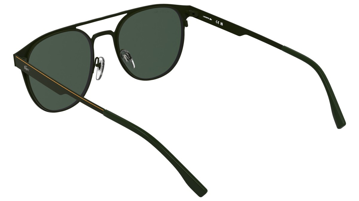 Sunglasses Lacoste L275S (318) color matte dark green shape round lenses solid green mirror red