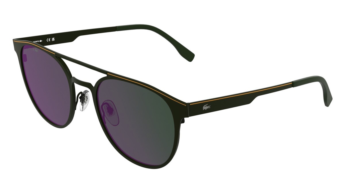 Sunglasses Lacoste L275S (318) color matte dark green shape round lenses solid green mirror red