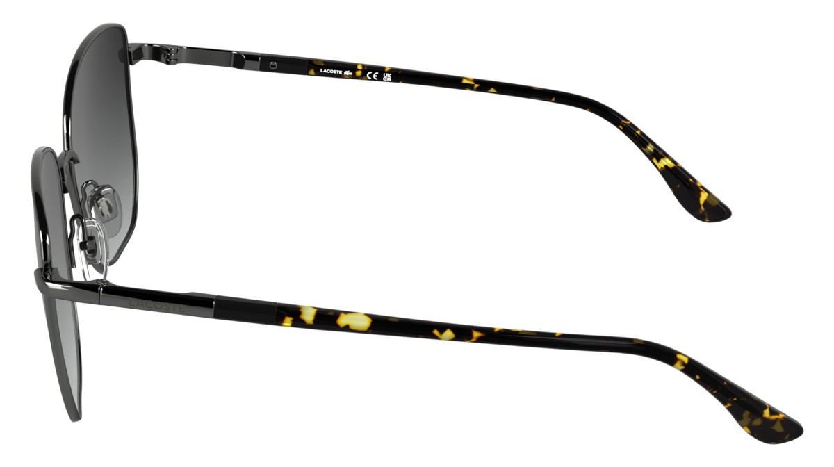 Sunglasses Lacoste L276S (039) color dark gunmetal shape aviator lenses gradient grey