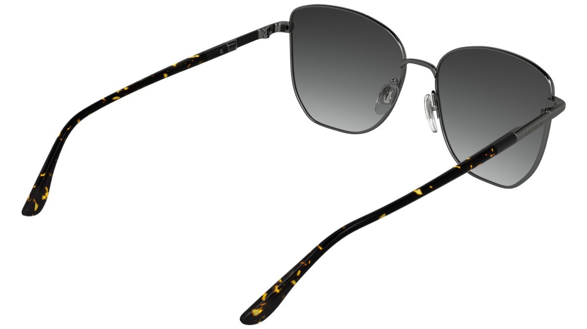 Sunglasses Lacoste L276S (039) color dark gunmetal shape aviator lenses gradient grey