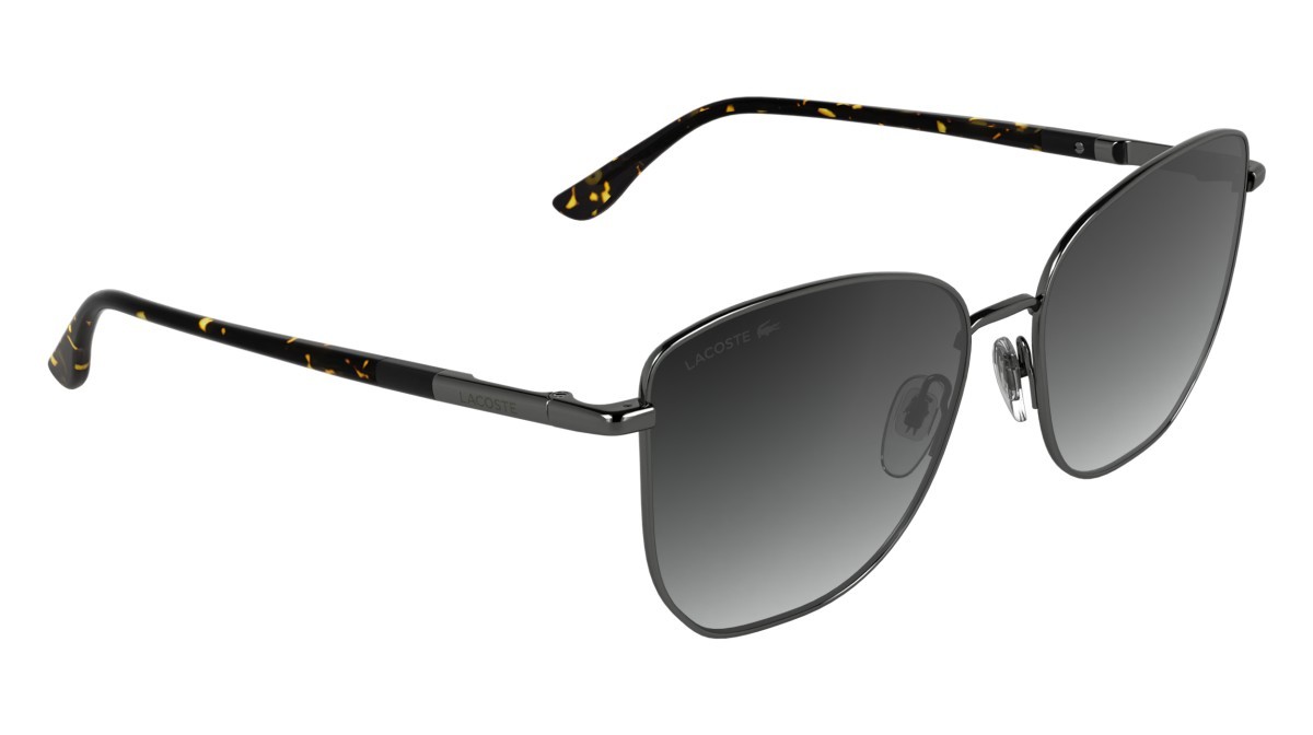 Sunglasses Lacoste L276S (039) color dark gunmetal shape aviator lenses gradient grey