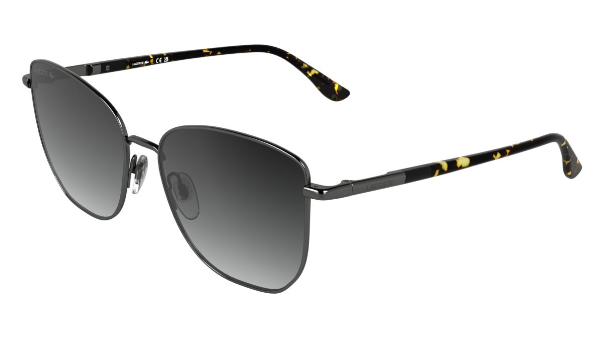 Sunglasses Lacoste L276S (039) color dark gunmetal shape aviator lenses gradient grey