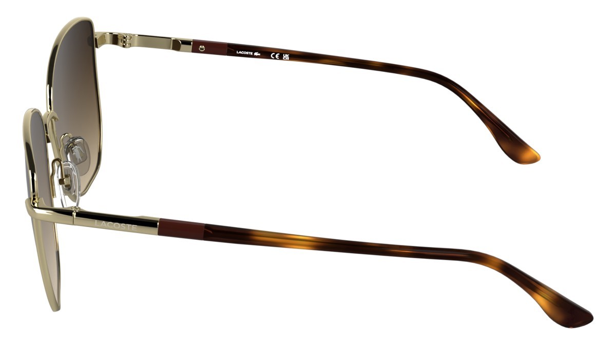 Sunglasses Lacoste L276S (714) color gold shape aviator lenses gradient bruwn