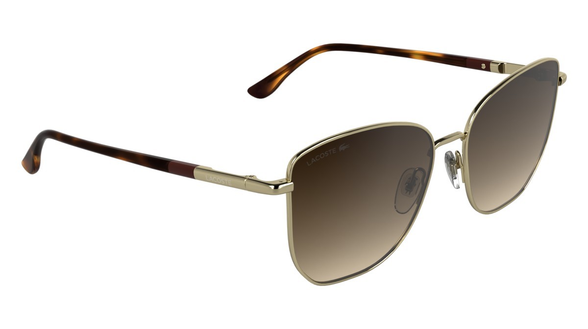 Sunglasses Lacoste L276S (714) color gold shape aviator lenses gradient bruwn