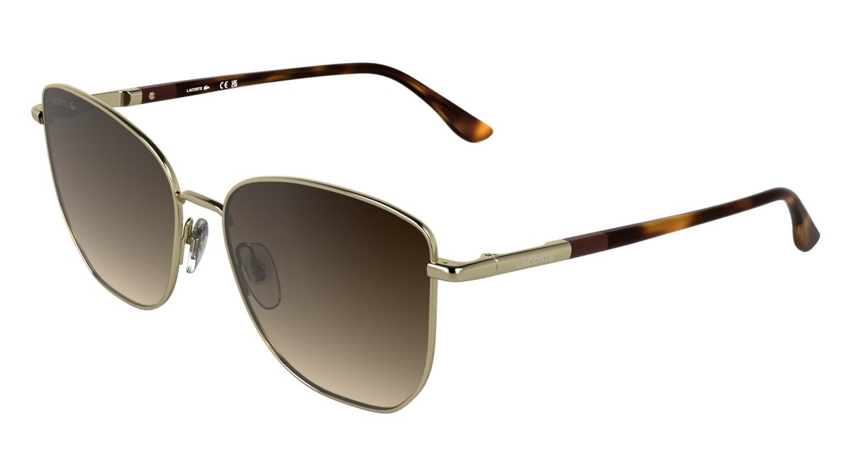 Sunglasses Lacoste L276S (714) color gold shape aviator lenses gradient bruwn