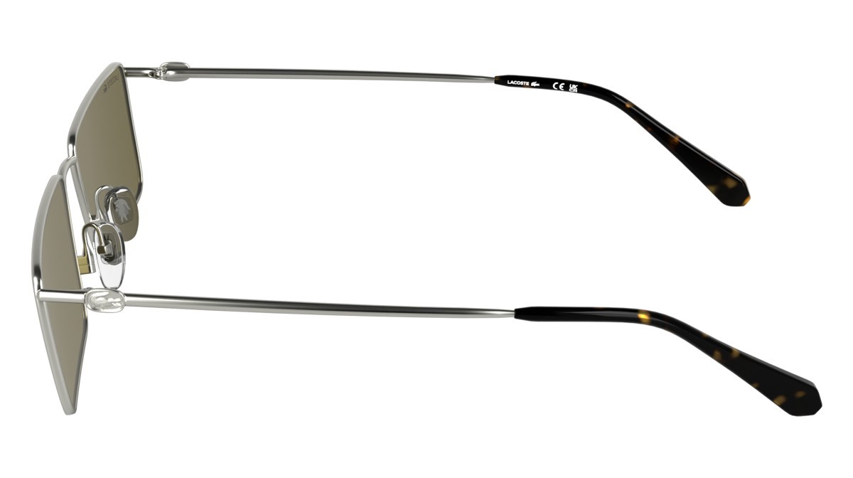 Sunglasses Lacoste L279S (041) color silver/brown shape rectangle lenses solid brown