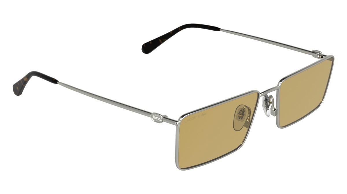 Sunglasses Lacoste L279S (043) color silver/honey shape rectangle lenses solid honey