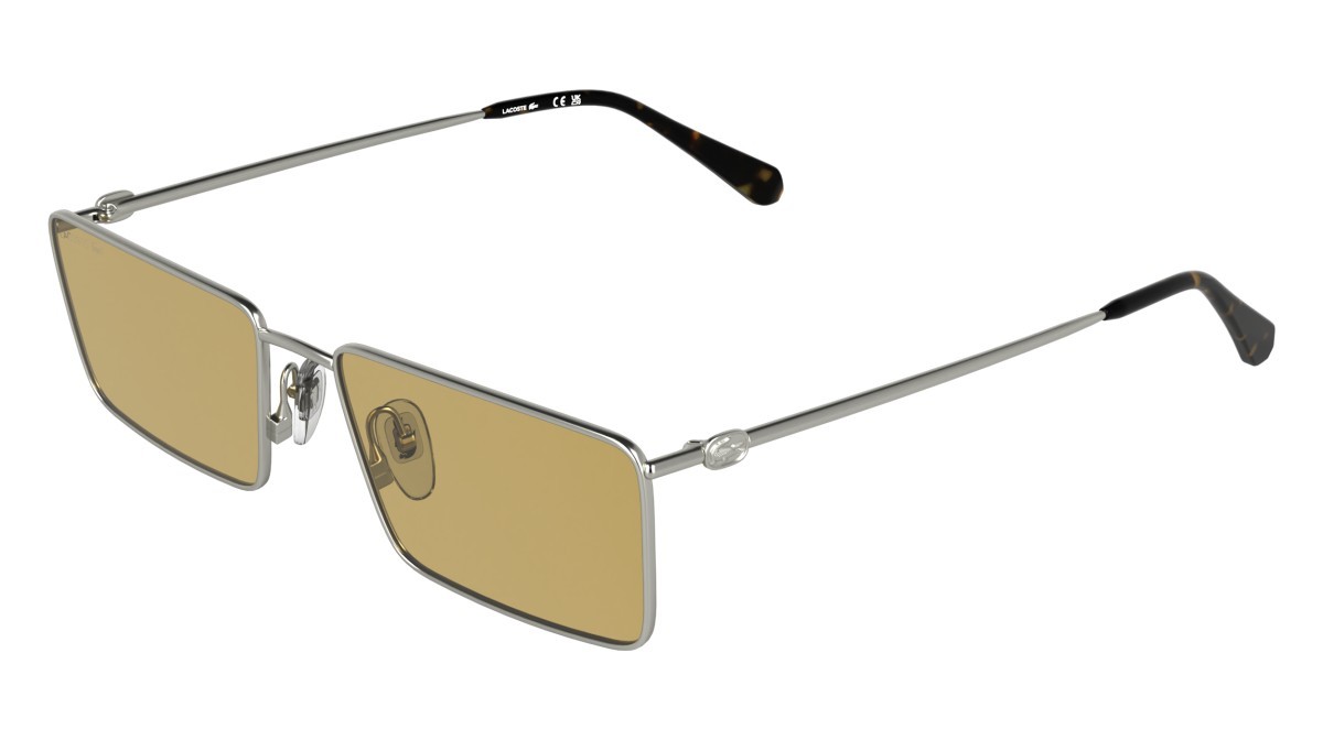 Sunglasses Lacoste L279S (043) color silver/honey shape rectangle lenses solid honey