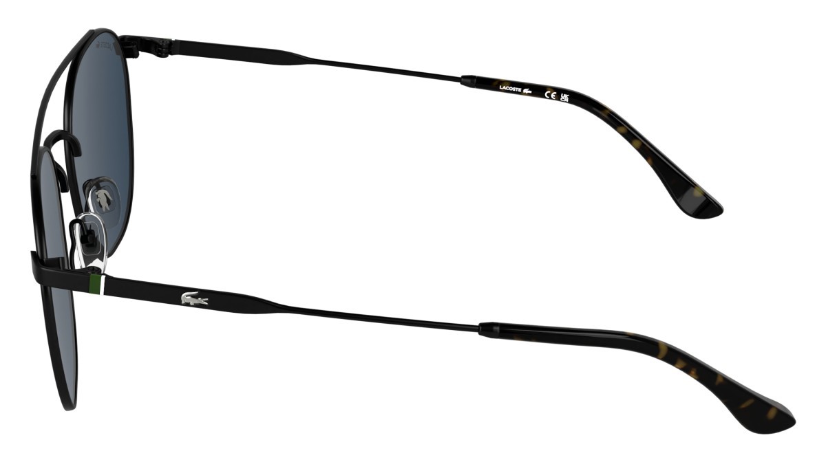 Sunglasses Lacoste L281S (002) color matte black shape rectangle lenses solid blue