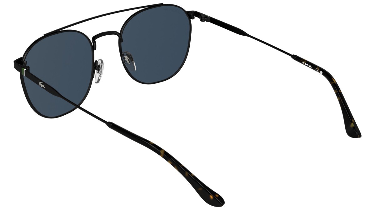Sunglasses Lacoste L281S (002) color matte black shape rectangle lenses solid blue