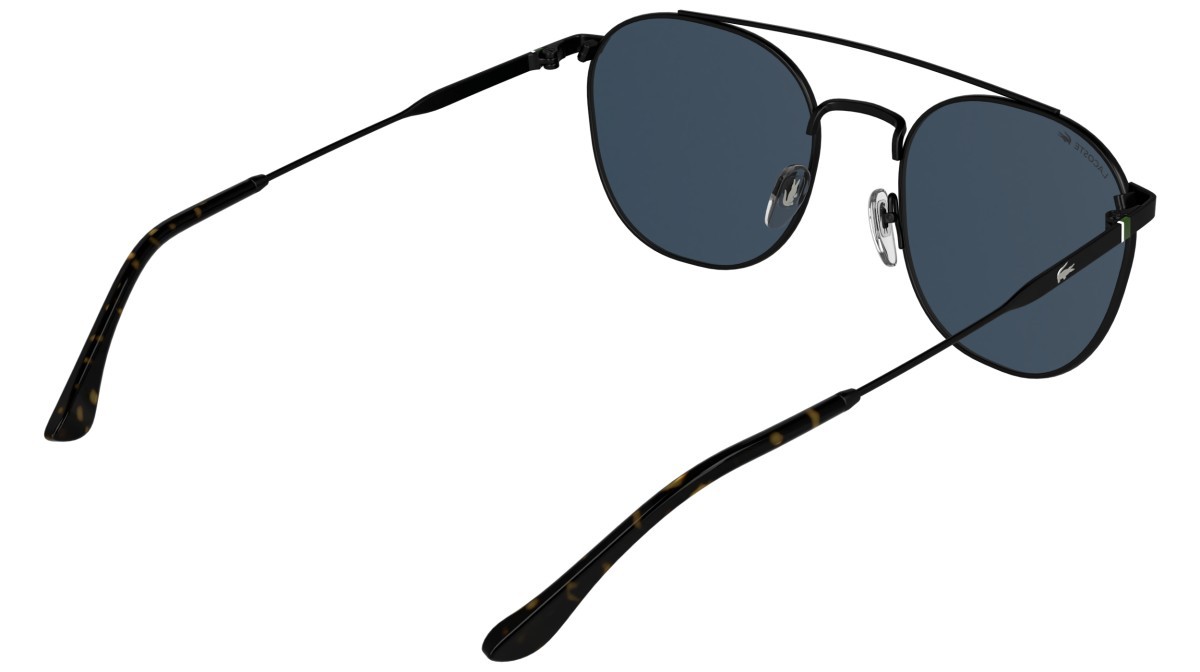 Sunglasses Lacoste L281S (002) color matte black shape rectangle lenses solid blue