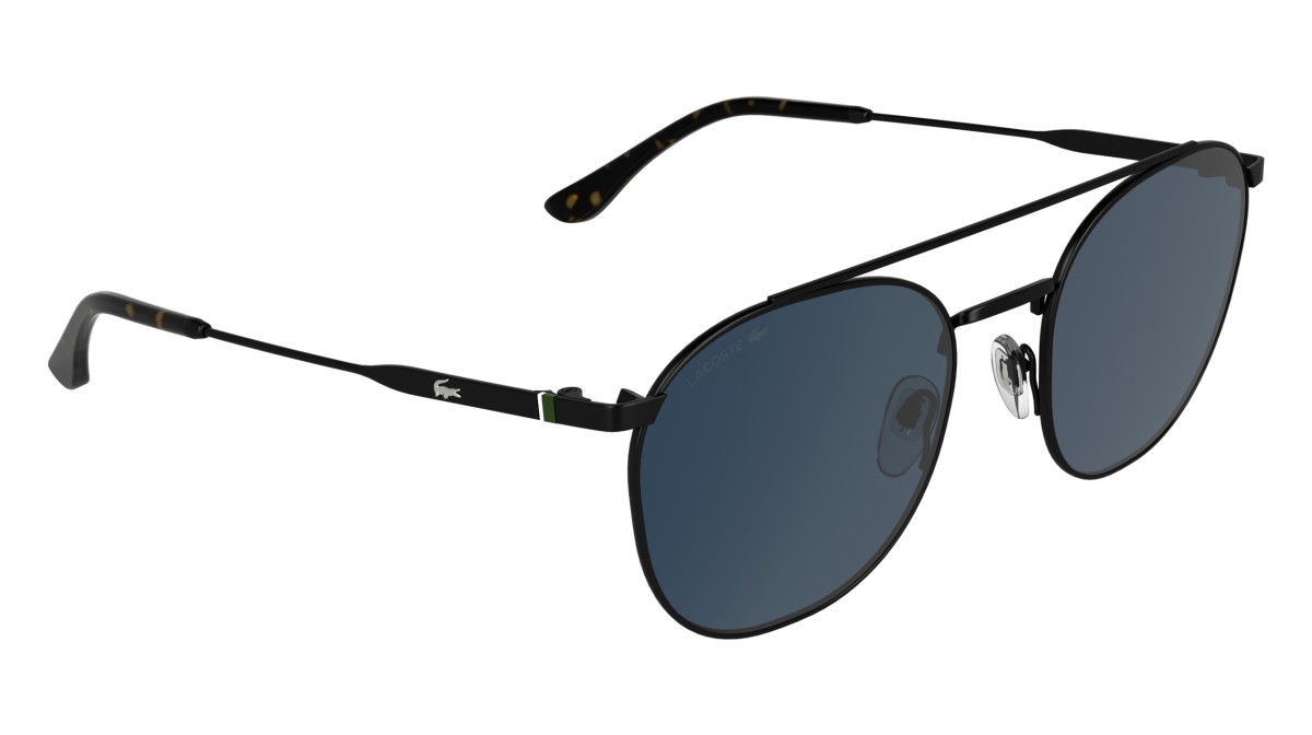Sunglasses Lacoste L281S (002) color matte black shape rectangle lenses solid blue