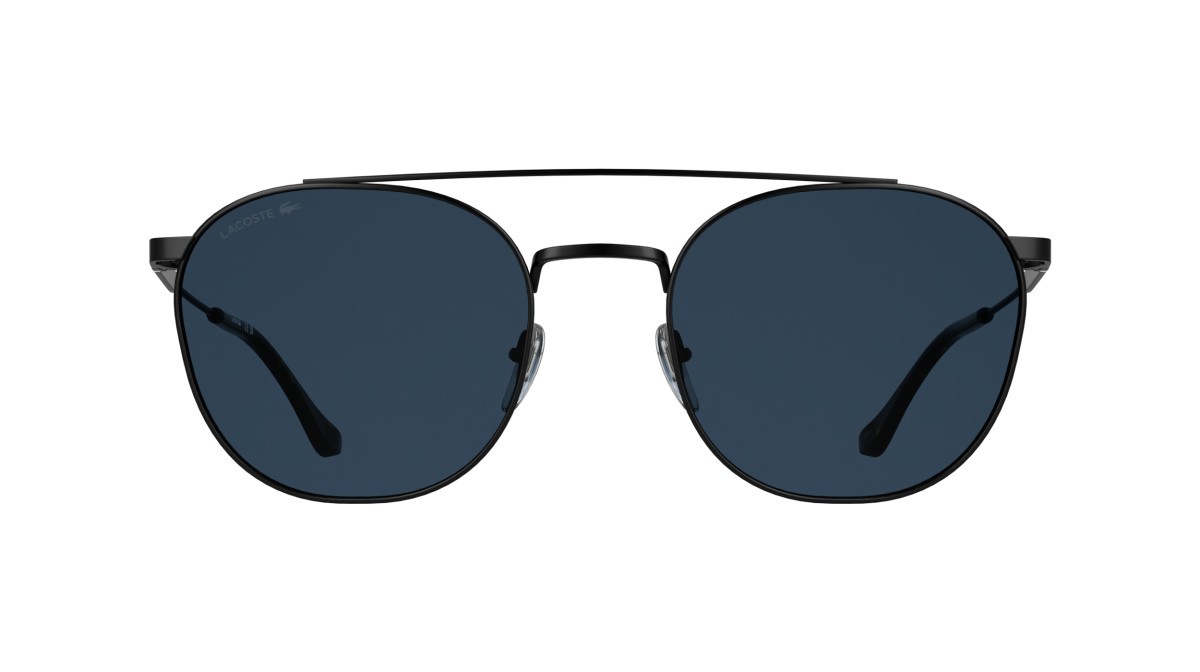 Sunglasses Lacoste L281S (002) color matte black shape rectangle lenses solid blue