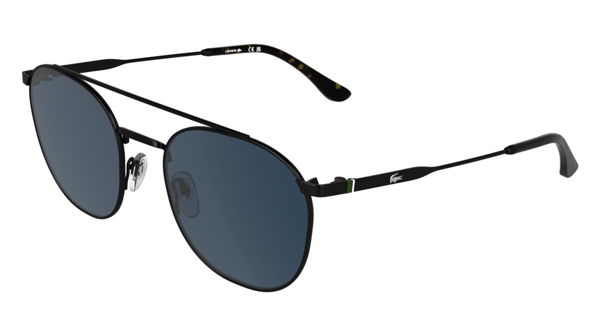Sunglasses Lacoste L281S (002) color matte black shape rectangle lenses solid blue