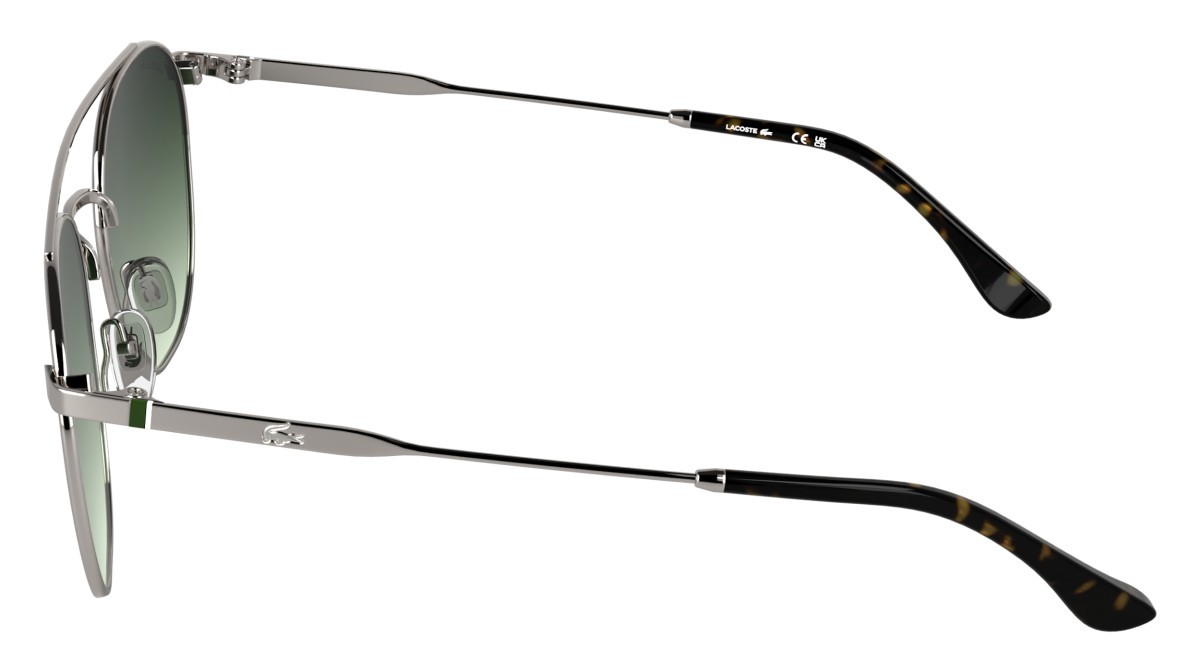 Sunglasses Lacoste L281S (033) color light gunmetal shape rectangle lenses gradient green
