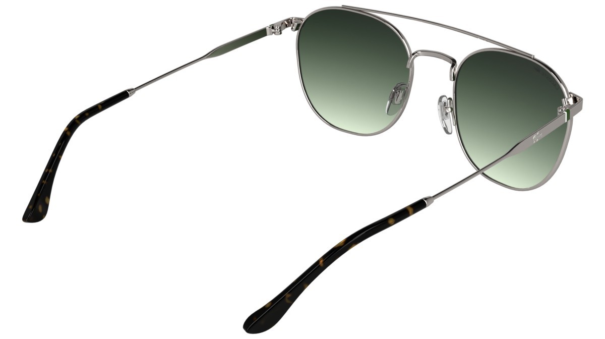 Sunglasses Lacoste L281S (033) color light gunmetal shape rectangle lenses gradient green
