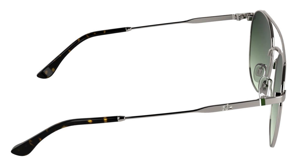 Sunglasses Lacoste L281S (033) color light gunmetal shape rectangle lenses gradient green