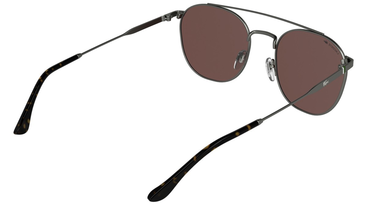 Sunglasses Lacoste L281S (035) color matte dark gunmetal shape rectangle lenses solid burgundy