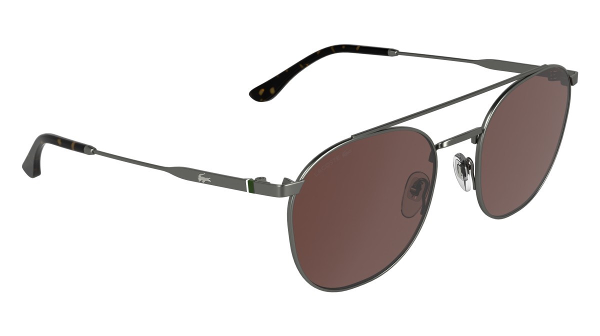 Sunglasses Lacoste L281S (035) color matte dark gunmetal shape rectangle lenses solid burgundy