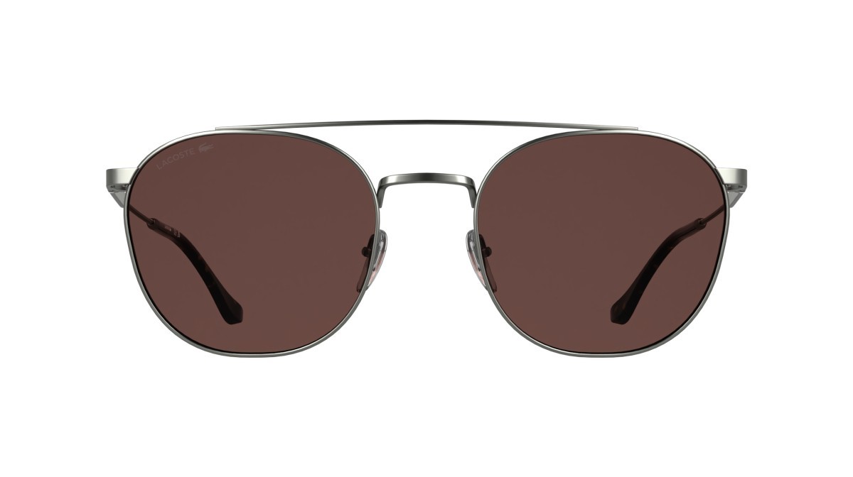 Sunglasses Lacoste L281S (035) color matte dark gunmetal shape rectangle lenses solid burgundy