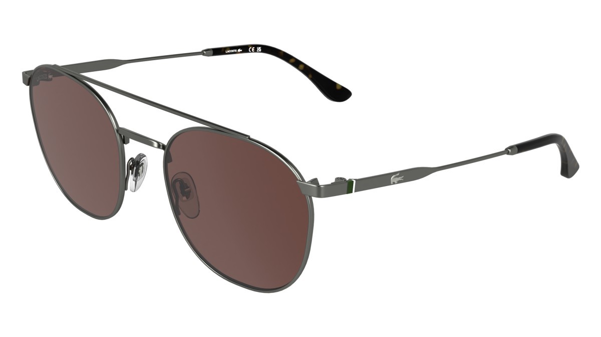Sunglasses Lacoste L281S (035) color matte dark gunmetal shape rectangle lenses solid burgundy