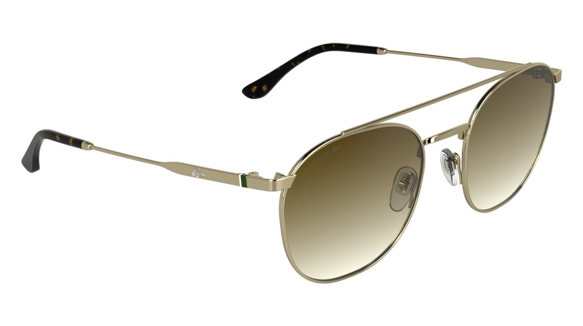 Sunglasses Lacoste L281S (714) color gold shape rectangle lenses gradient light brown