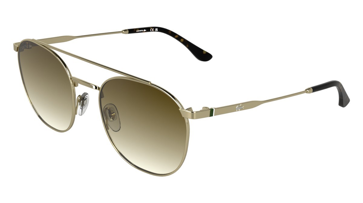 Sunglasses Lacoste L281S (714) color gold shape rectangle lenses gradient light brown