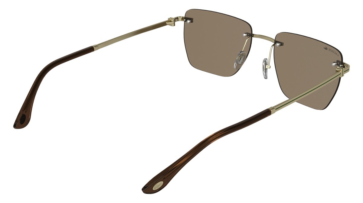 Sunglasses Lacoste L282S (713) color matte gold/brown shape rectangle lenses brown