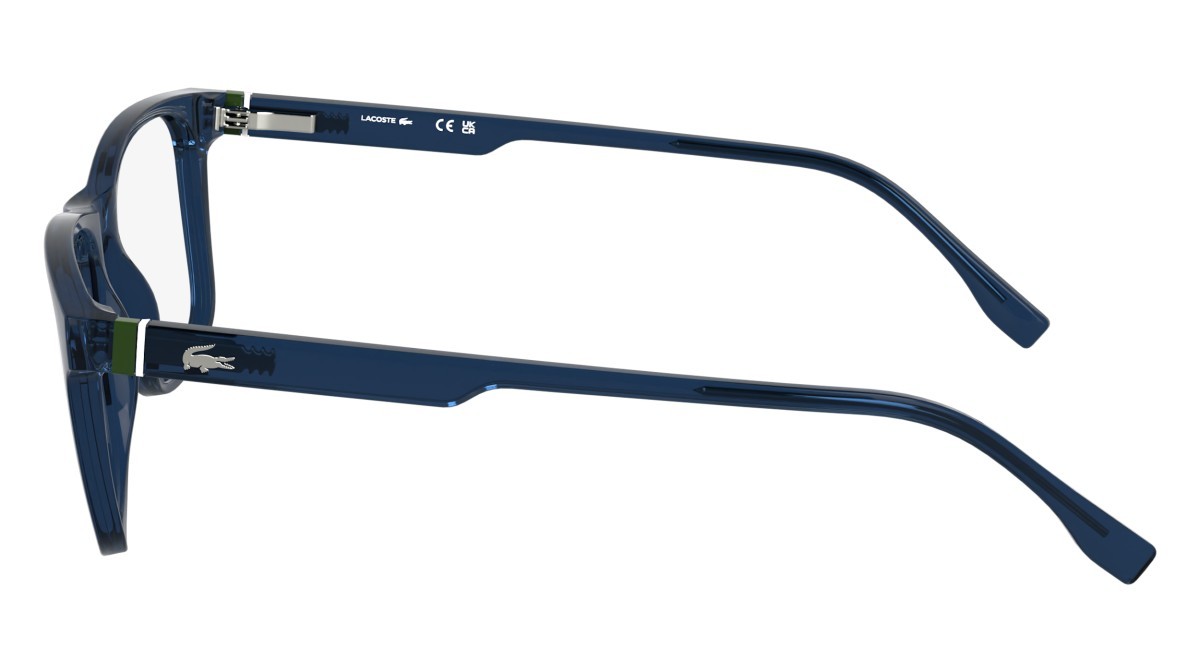 Eyeglasses Lacoste L2974 (410) color transparent blue shape rectangle lenses colore 2