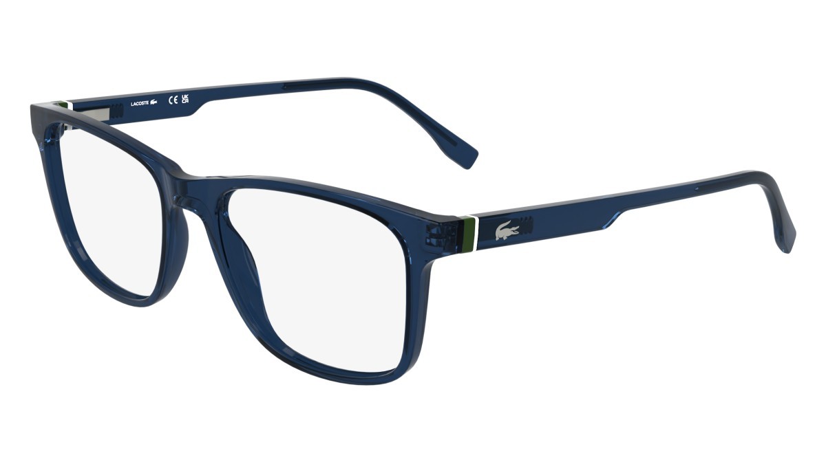 Eyeglasses Lacoste L2974 (410) color transparent blue shape rectangle lenses colore 2