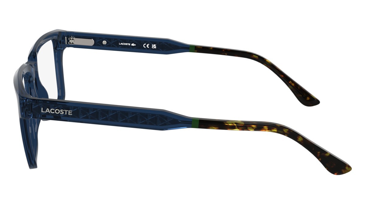 Eyeglasses Lacoste L2976 N (410) color transparent blue shape rectangle 
