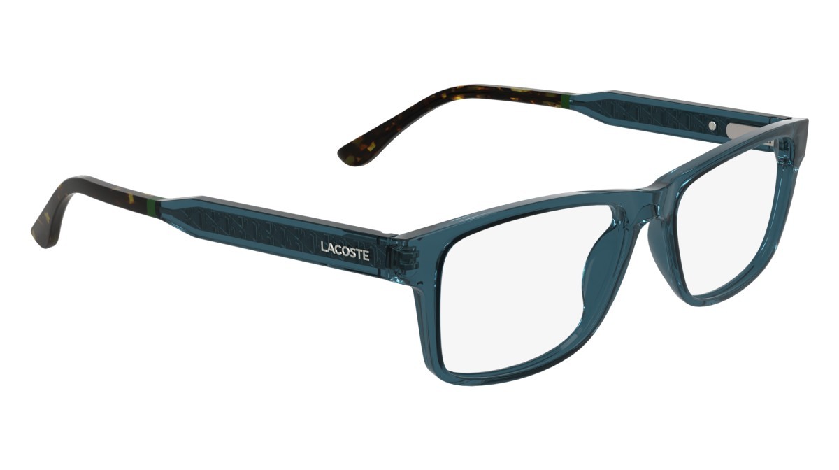 Eyeglasses Lacoste L2977 N (410) color transparent blue shape rectangle 
