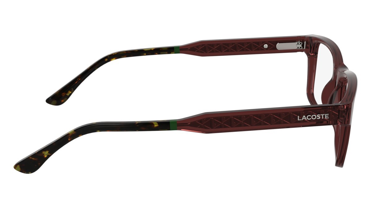 Eyeglasses Lacoste L2977 N (601) color transparent burgundy shape rectangle 