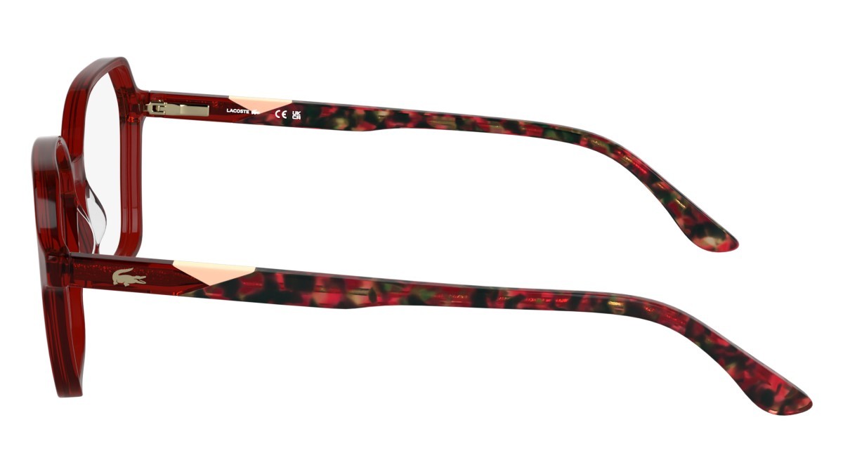 Eyeglasses Lacoste L2988 N (615) color trasnparent red shape rectangle 