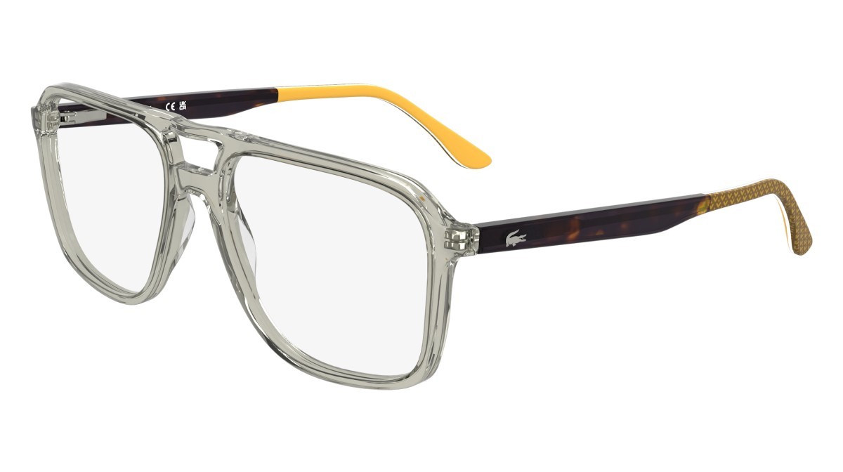 Eyeglasses Lacoste L2991 (035) color transparent grey shape aviator lenses colore - 2