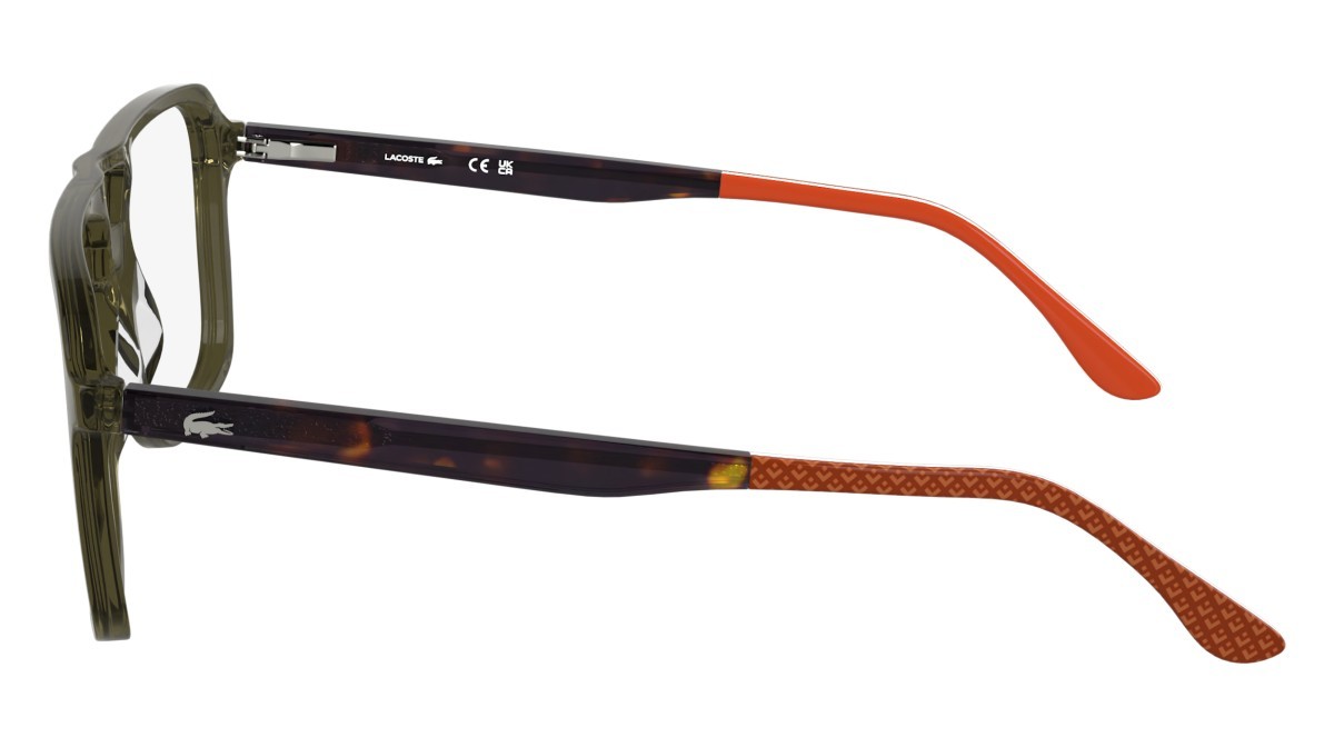 Eyeglasses Lacoste L2991 (275) color transparent khaki brown shape aviator lenses colore - 3