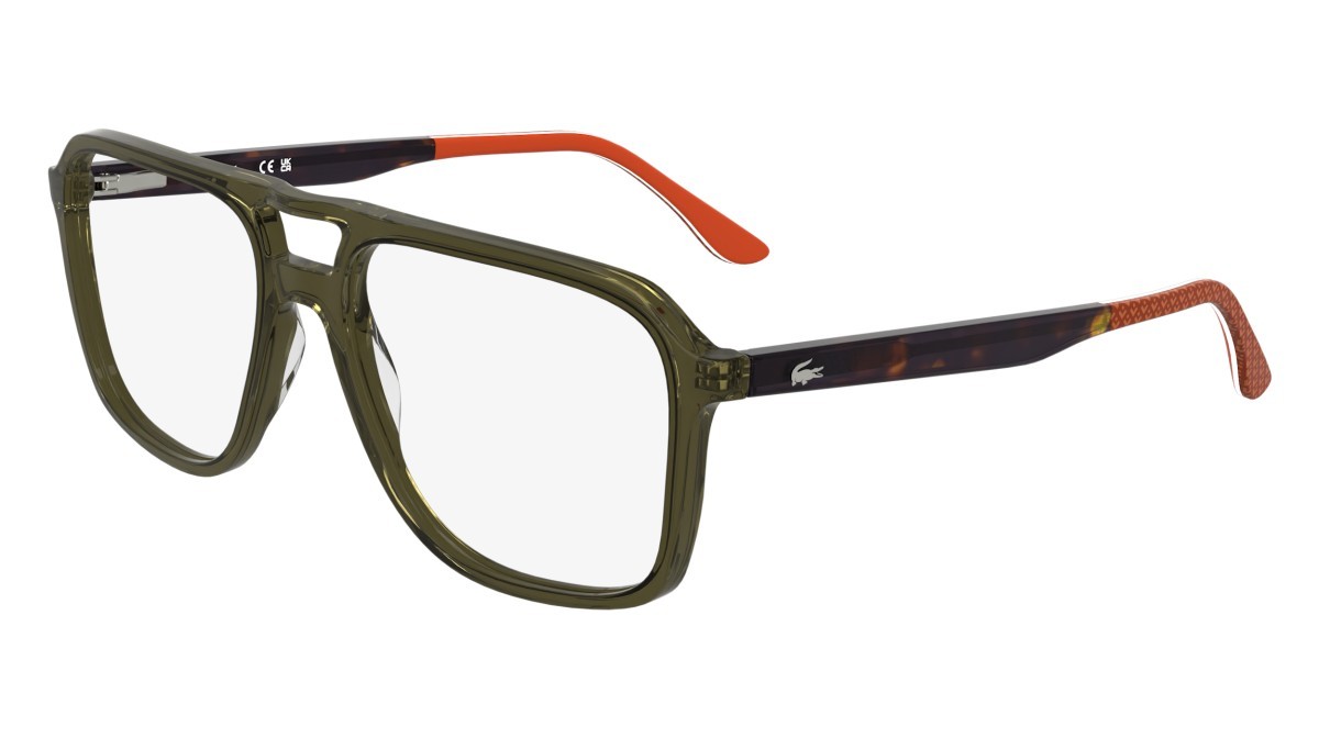 Eyeglasses Lacoste L2991 (275) color transparent khaki brown shape aviator lenses colore - 3