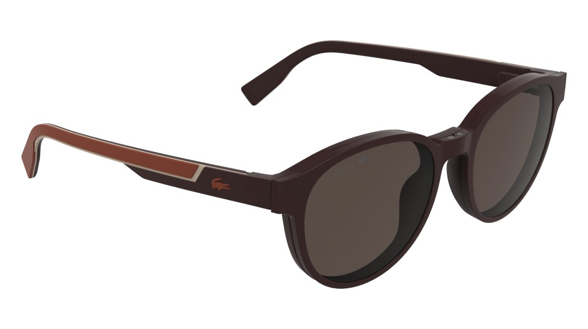 Eyeglasses Lacoste L4009MAG-SET (601) color burgundy shape rectangle lenses solid brown