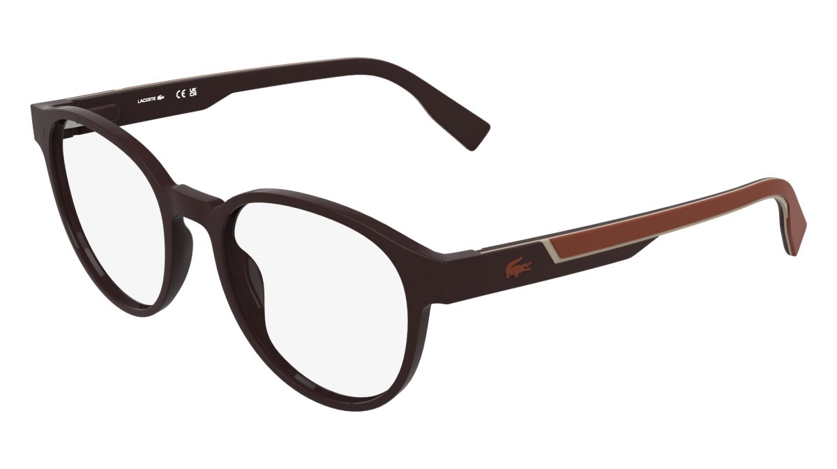 Eyeglasses Lacoste L4009MAG-SET (601) color burgundy shape rectangle lenses solid brown