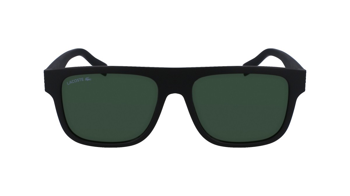 Sonnenbrillen Lacoste L6001S (002) farbe matte black form rechteckig gläser solid green