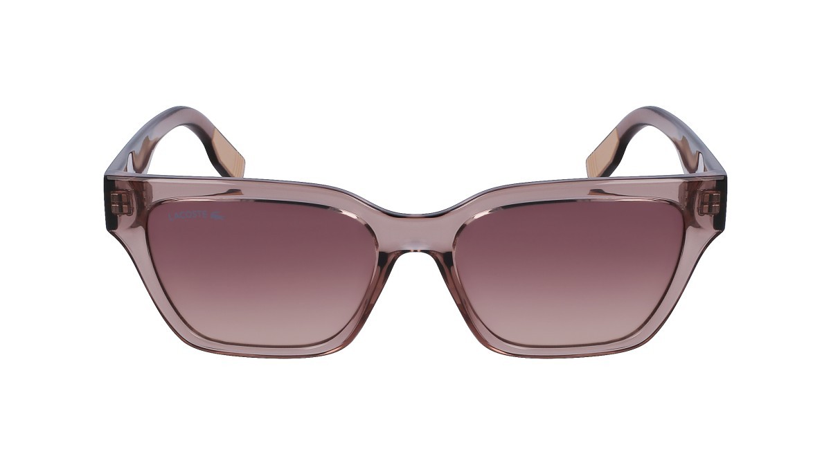 Sonnenbrillen Lacoste L6002S (035) farbe transarent grey form rechteckig gläser gradient brown